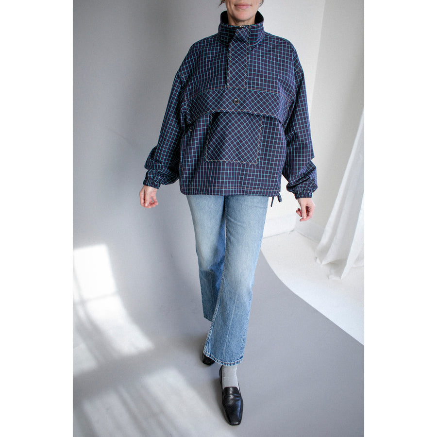 Kasmaria Anorak in Blue Windowpane Check