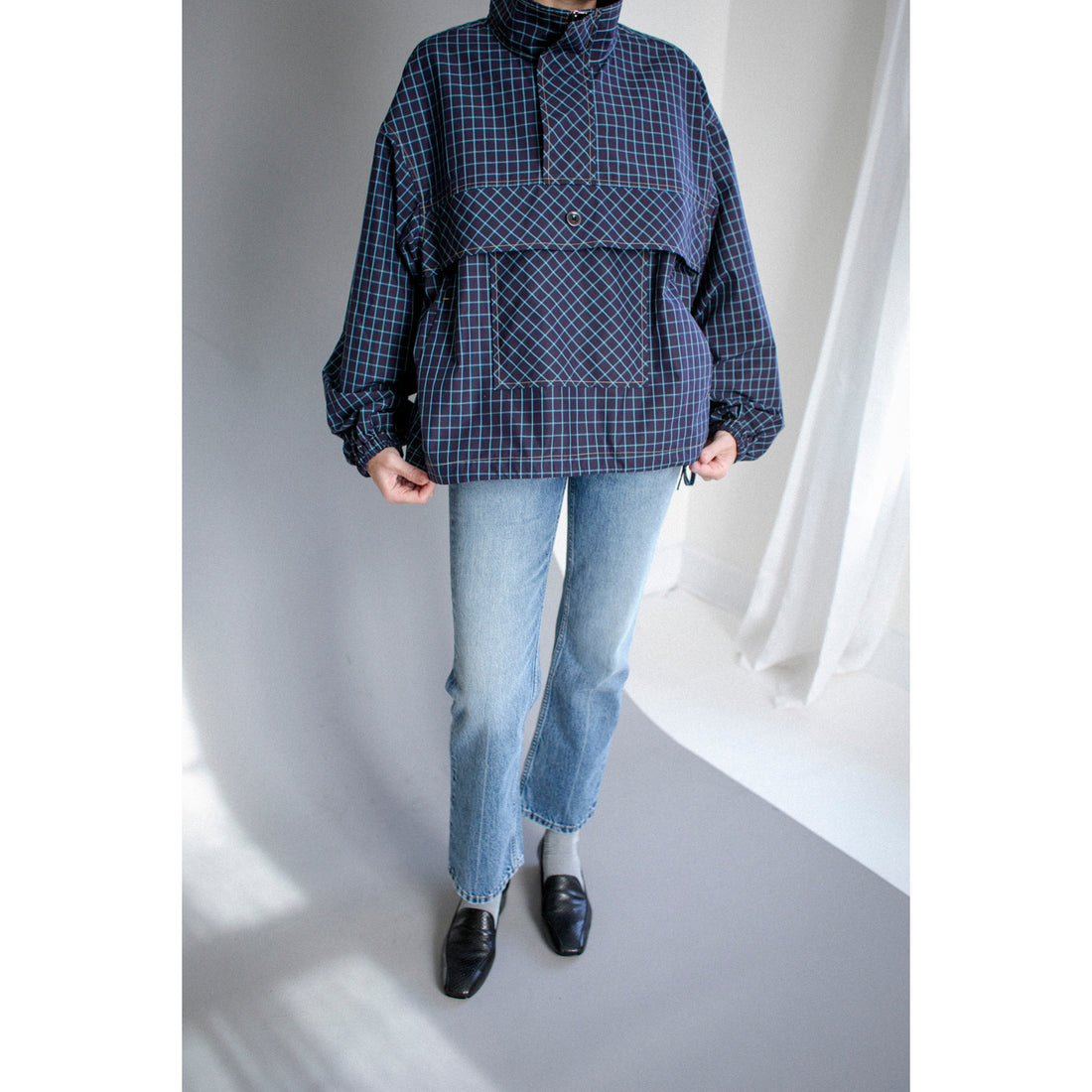 Kasmaria Anorak in Blue Windowpane Check