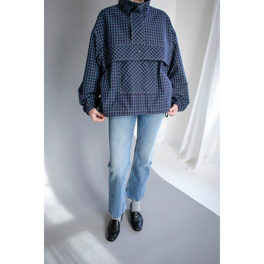 Kasmaria Anorak in Blue Windowpane Check