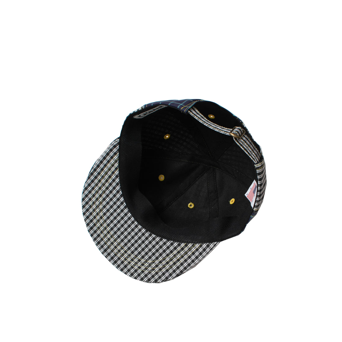 Kasmaria Contrast Check Cap in Windowpane Fused Yellow Cotton