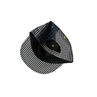 Kasmaria Contrast Check Cap in Windowpane Fused Yellow Cotton