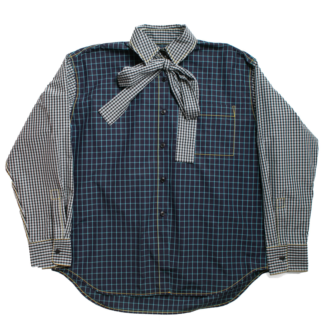 Kasmaria Combo Shirt with Tie in Check Combo