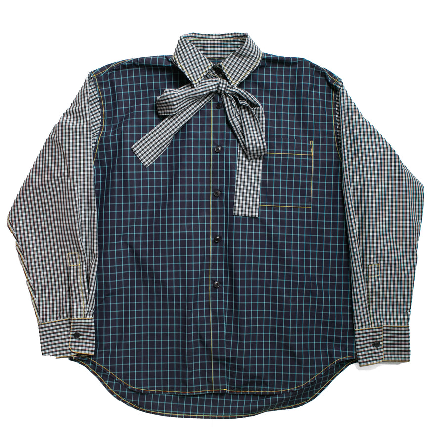 Kasmaria Combo Shirt with Tie in Check Combo