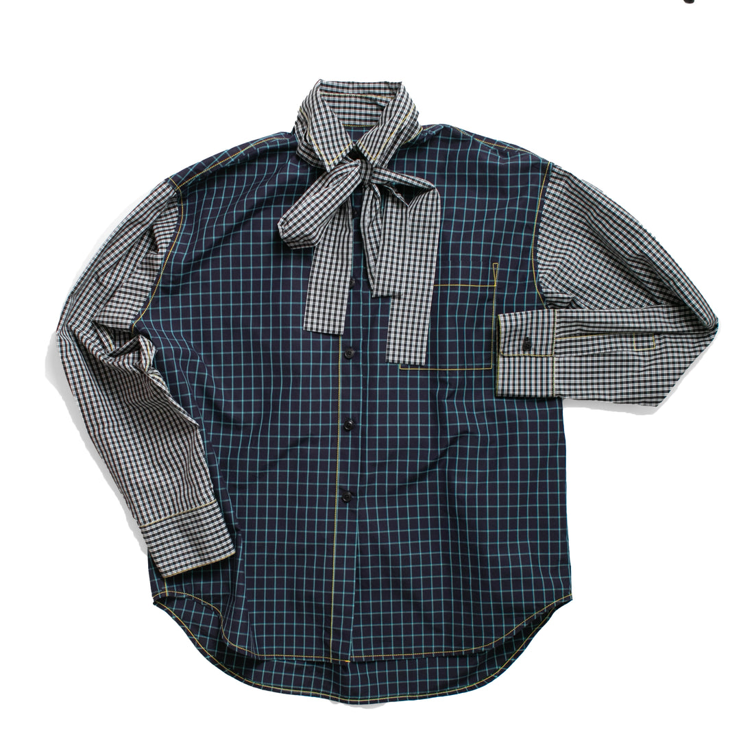 Kasmaria Combo Shirt with Tie in Check Combo