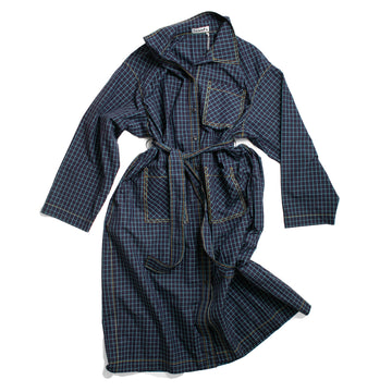 Kasmaria Trench Dress in Blue Windowpane Check