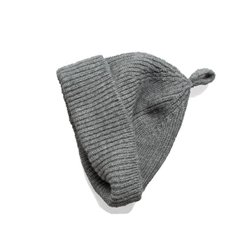 MHL. Simple Ribbed Beanie in School Grey British Wool