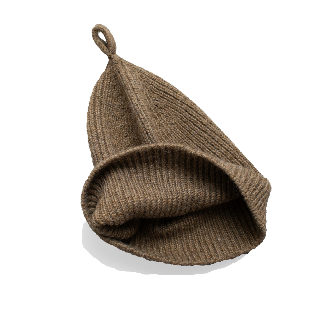 MHL. Simple Ribbed Beanie in Olive British Wool