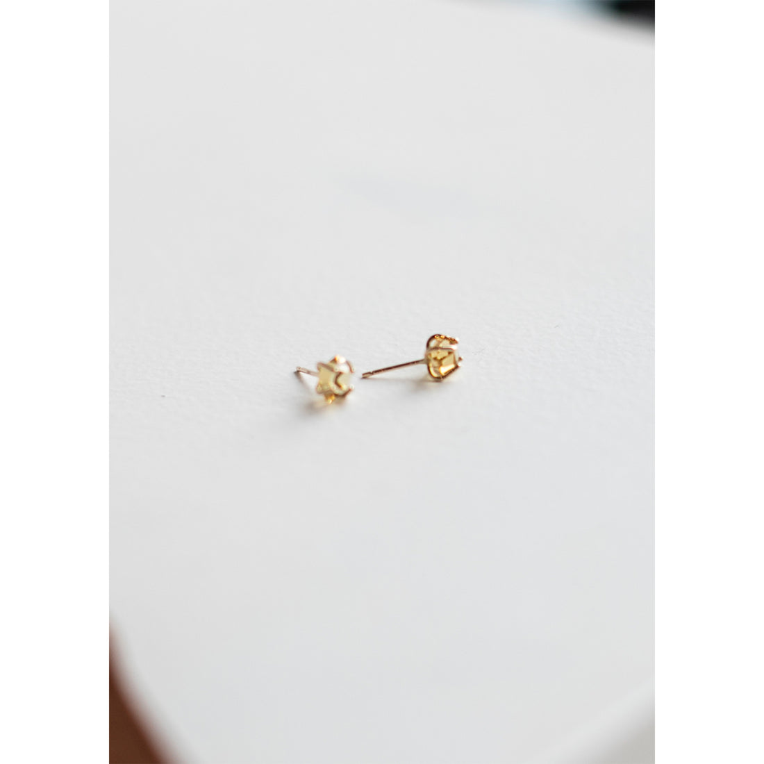 Melissa Joy Manning Small Prong Set Herkimer Cut Stud Earrings in 14k Gold and Citrine