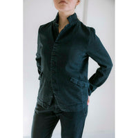 Pas de Calais Linen Cotton Soft Twill Tailored Jacket in Navy