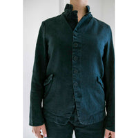 Pas de Calais Linen Cotton Soft Twill Tailored Jacket in Navy