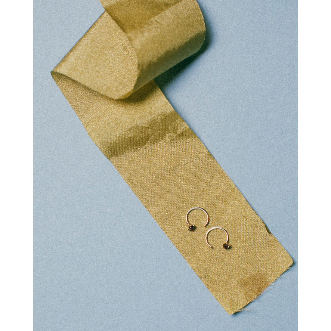 Melissa Joy Manning Hug Earrings in 14k Yellow Gold and Rhodolite