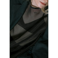 Kaarem Starfish Longsleeve Silk Organza Dress in Dark Blue