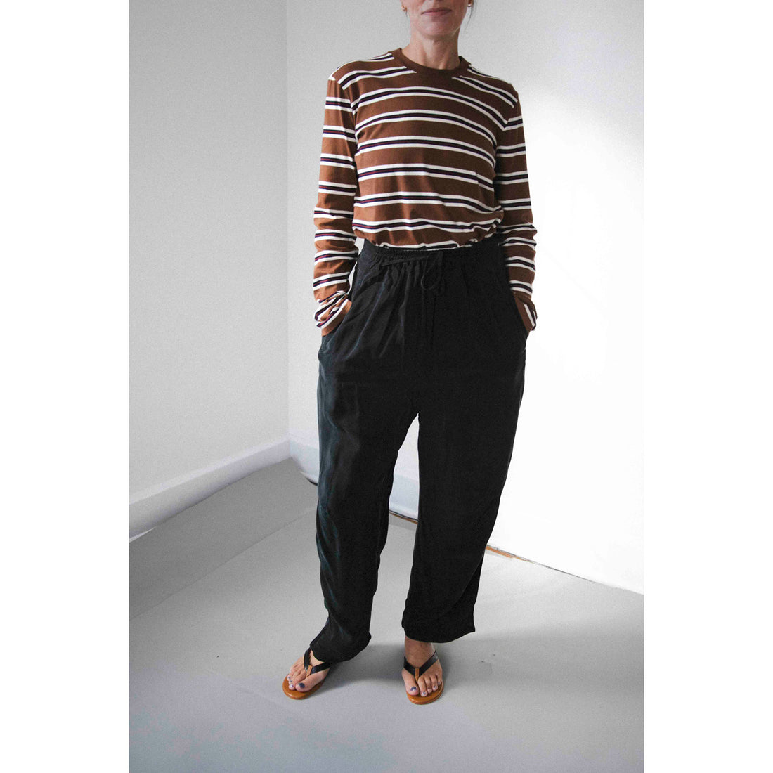 Kallmeyer Wynn Long Sleeve T-Shirt in Rust Multi Stripe