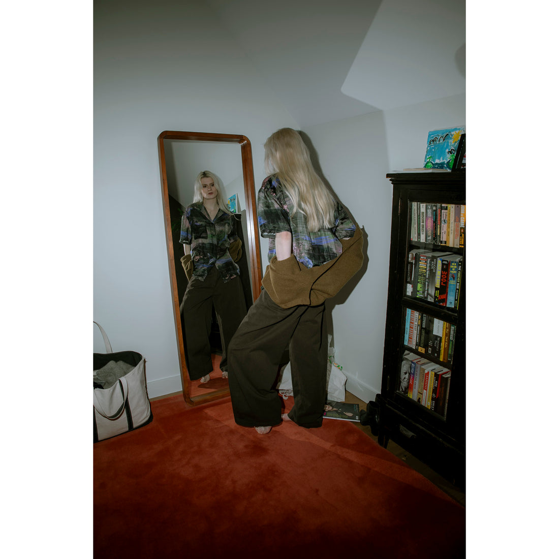 Margaret Howell Small Crew Neck Cardigan in Tobacco Merino Cashmere