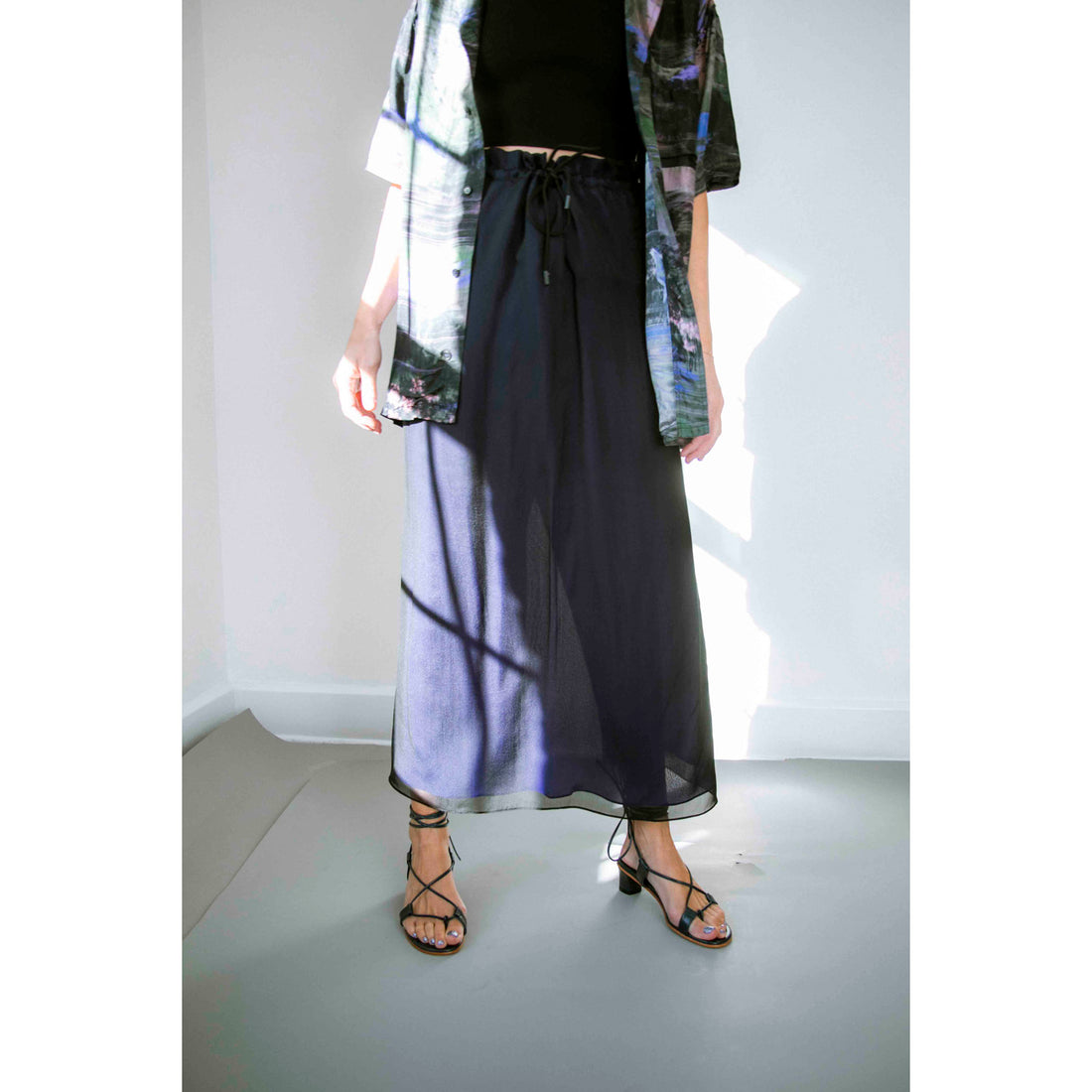 Kallmeyer Regina Drawstring Skirt in Black/Iris