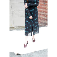 Auralee Printed Airy Silk Georgette Dress in Ink Blue