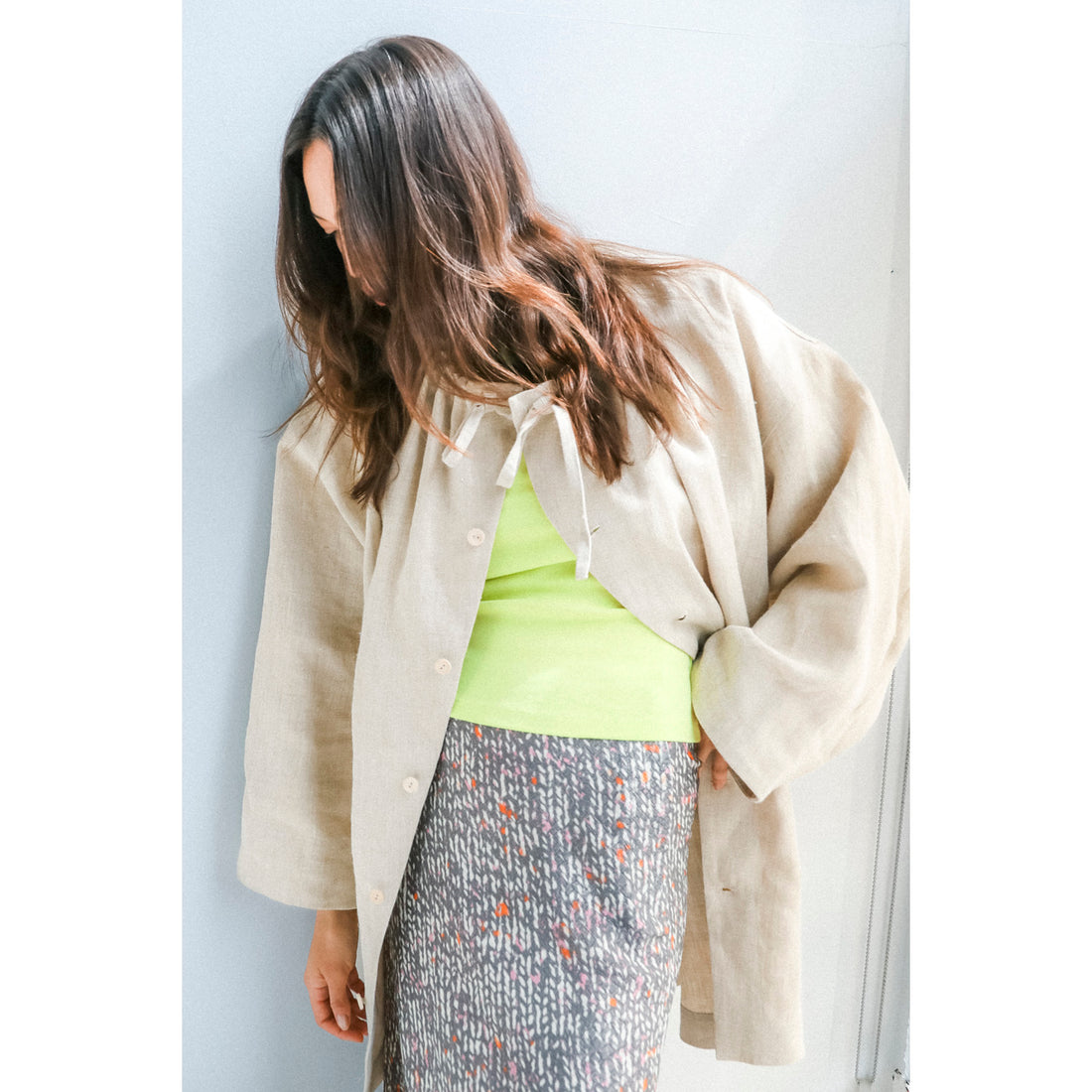 Anntian Trench Jacket in Natural Hemp