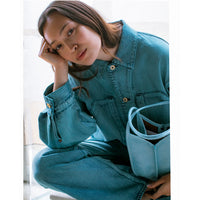 Sayaka Davis Cropped Jacket in Aqua