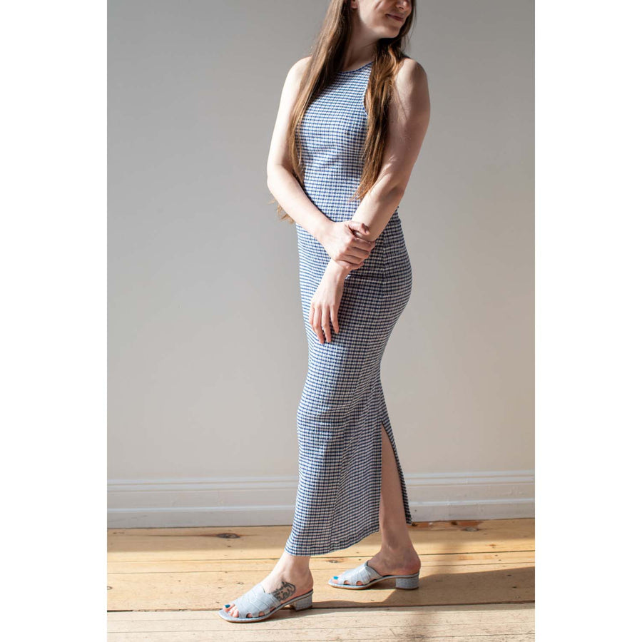 Nomia Racerback Maxi Dress in Cobalt and White