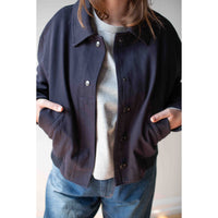 MHL. Cropped Bomber Jacket in Ink Worn Cotton Drill