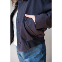 MHL. Cropped Bomber Jacket in Ink Worn Cotton Drill