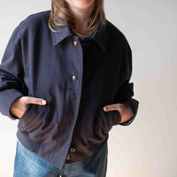 MHL. Cropped Bomber Jacket in Ink Worn Cotton Drill