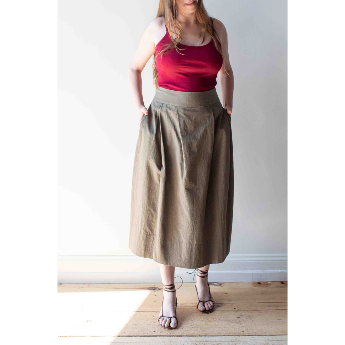 Sayaka Davis Barrel Skirt in Moss Grey