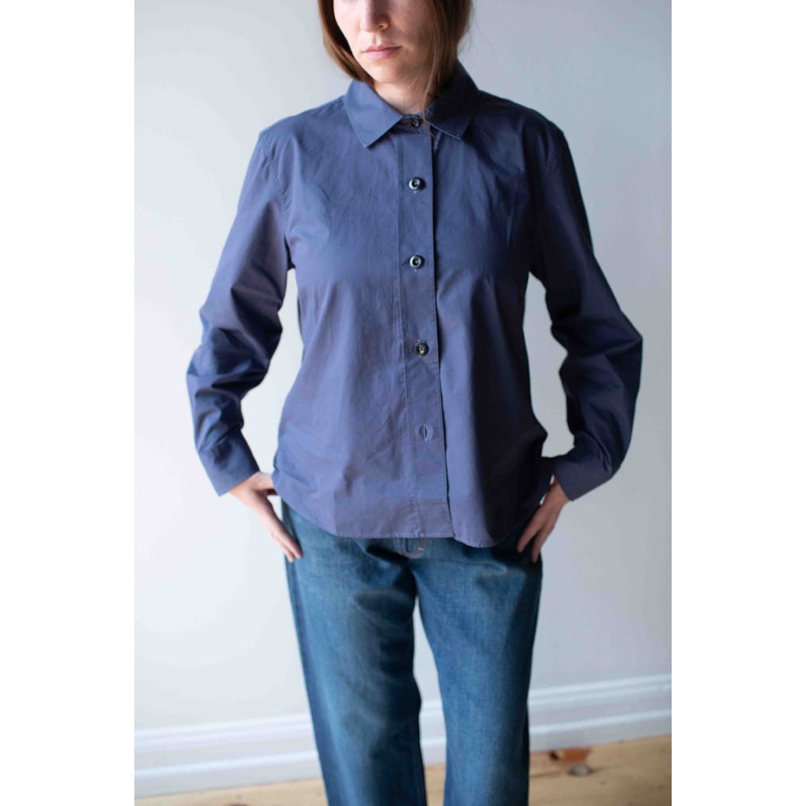 MHL. Simple Shirt in Indigo Lightweight Brushed Cotton