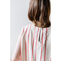 Ichi Antiquités Linen Stripes Sleeveless Dress in Natural x Red