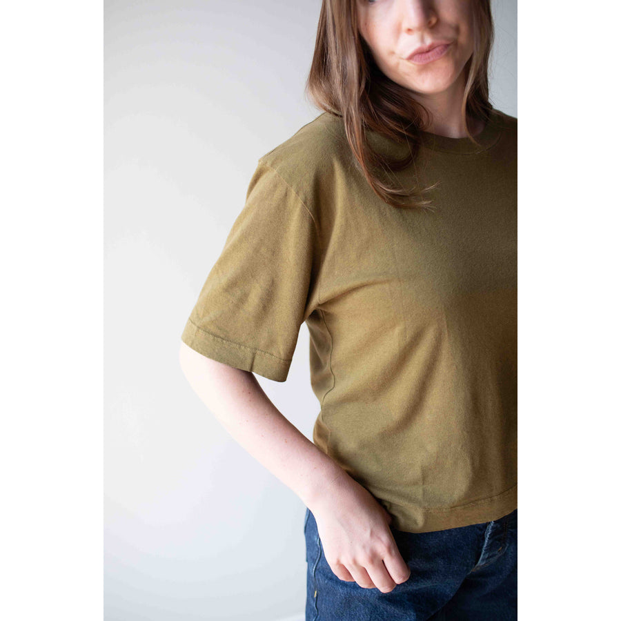 MHL. Simple T-Shirt in Moss Organic Cotton Linen Jersey