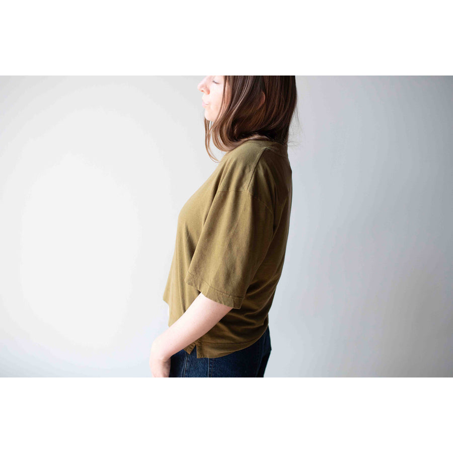 MHL. Simple T-Shirt in Moss Organic Cotton Linen Jersey