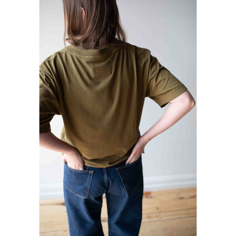 MHL. Simple T-Shirt in Moss Organic Cotton Linen Jersey