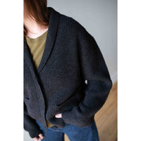 MHL. Shawl Collar Cardigan in Charcoal Wool