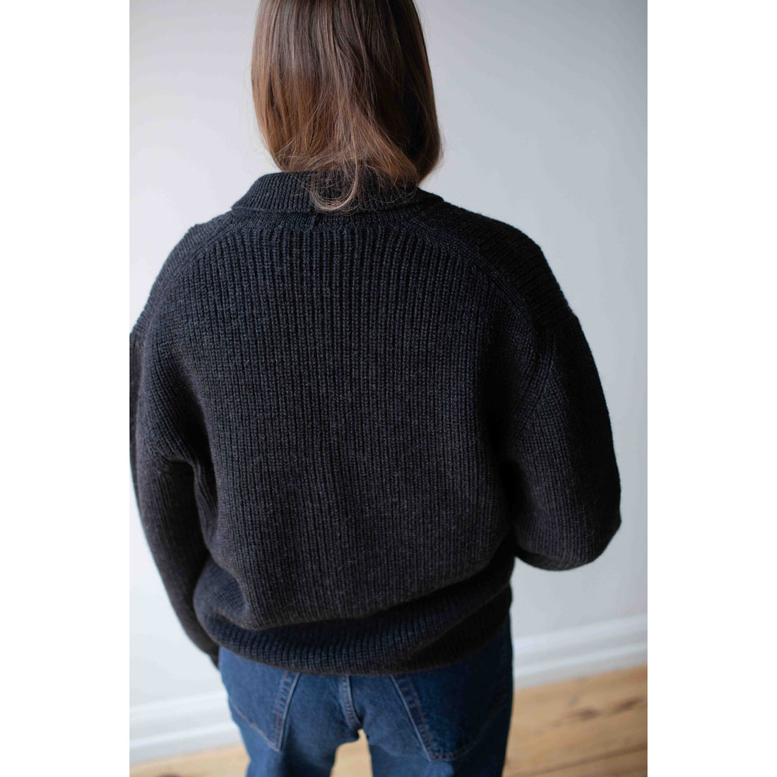 MHL. Shawl Collar Cardigan in Charcoal Wool