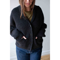 MHL. Shawl Collar Cardigan in Charcoal Wool