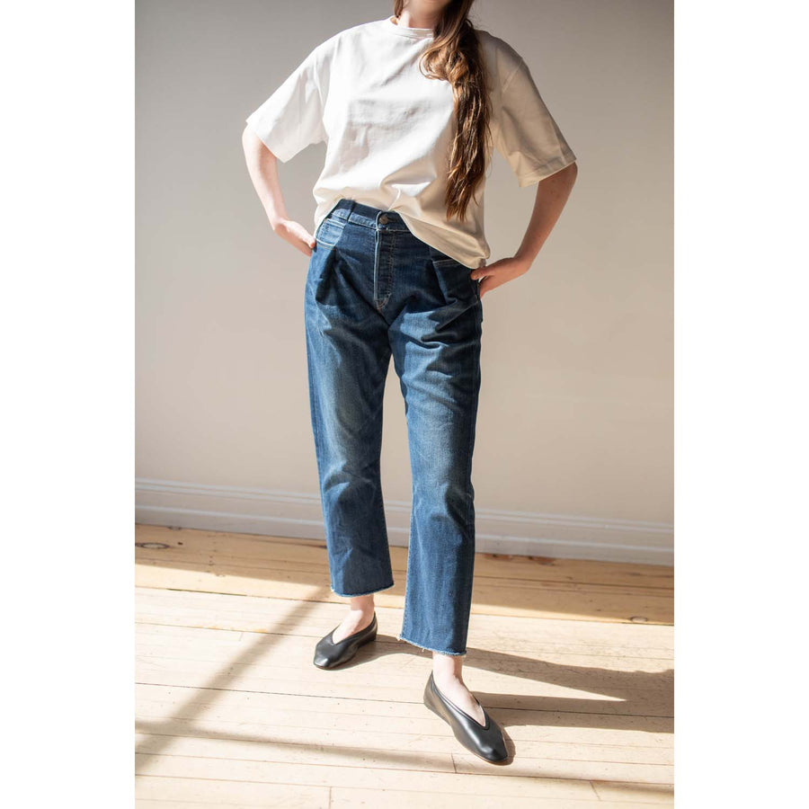 Proche Upcycled Front Pleat Denim in Medium
