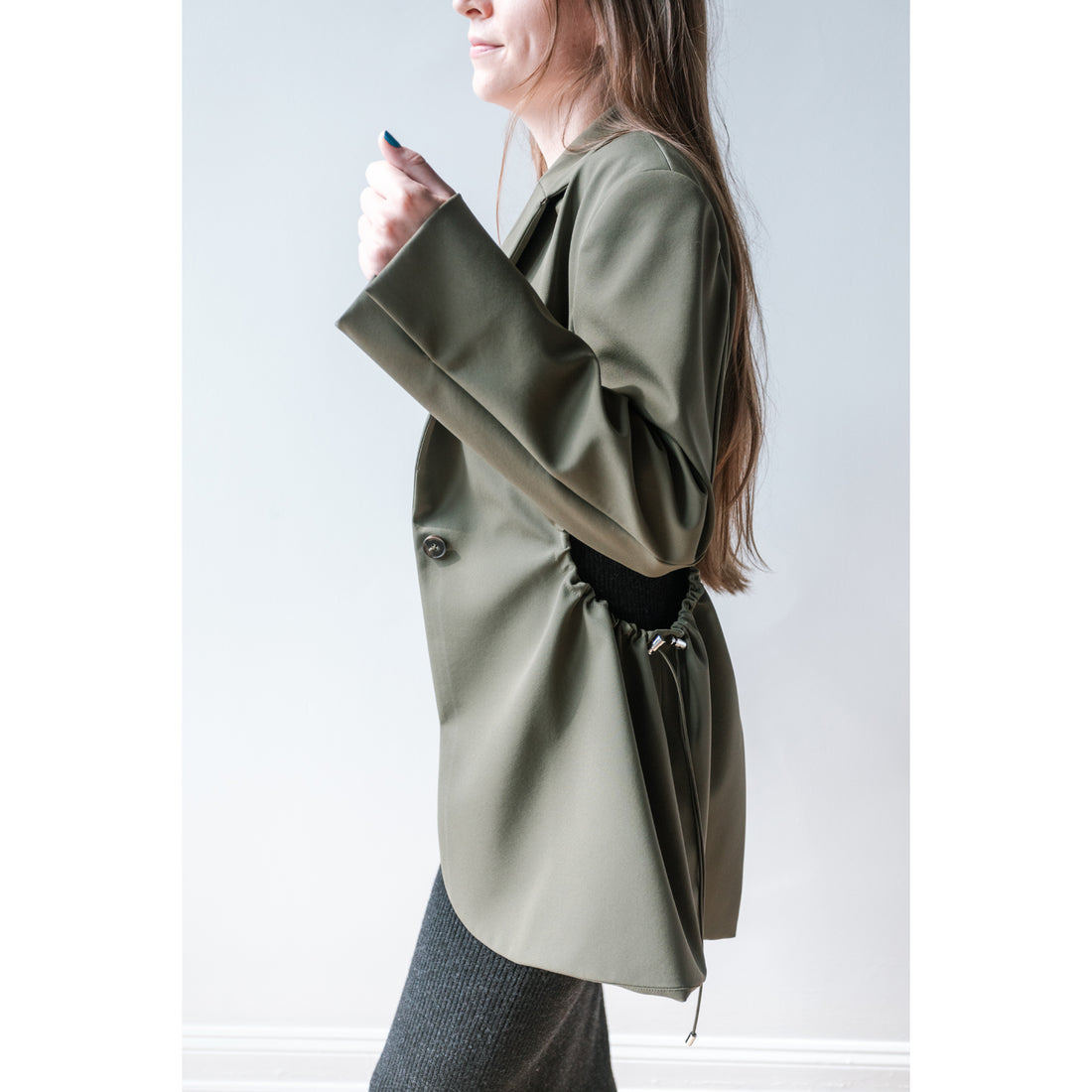 Nomia Gathered Cut Out Blazer in Loden
