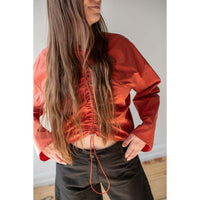 Nomia Bungee Gathered Long Sleeve Top in Persimmon