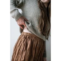 ICHI Crinkle Skirt in Mocha Brown