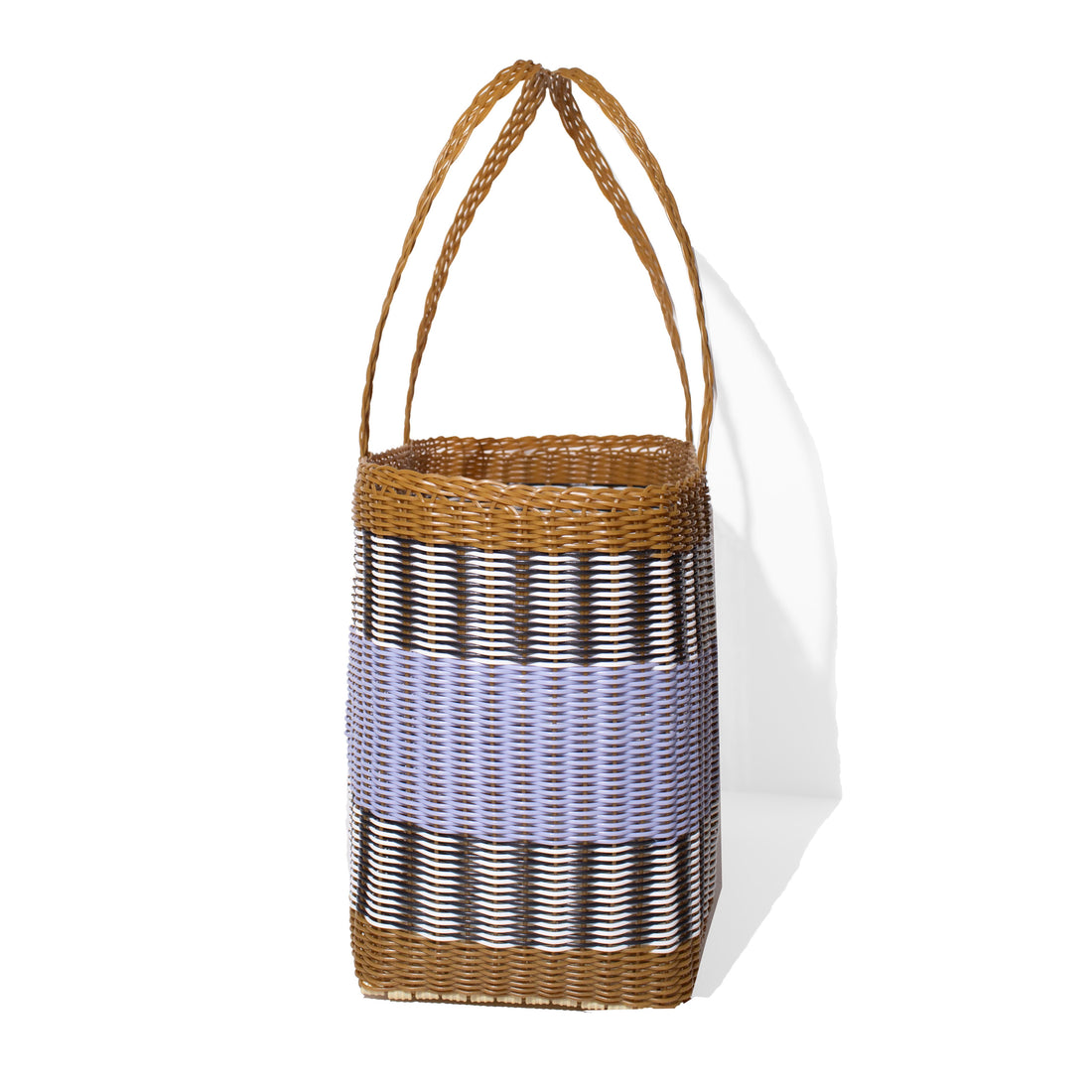 Palorosa Medium Mercado Tote in Tobacco + Blue Lilac