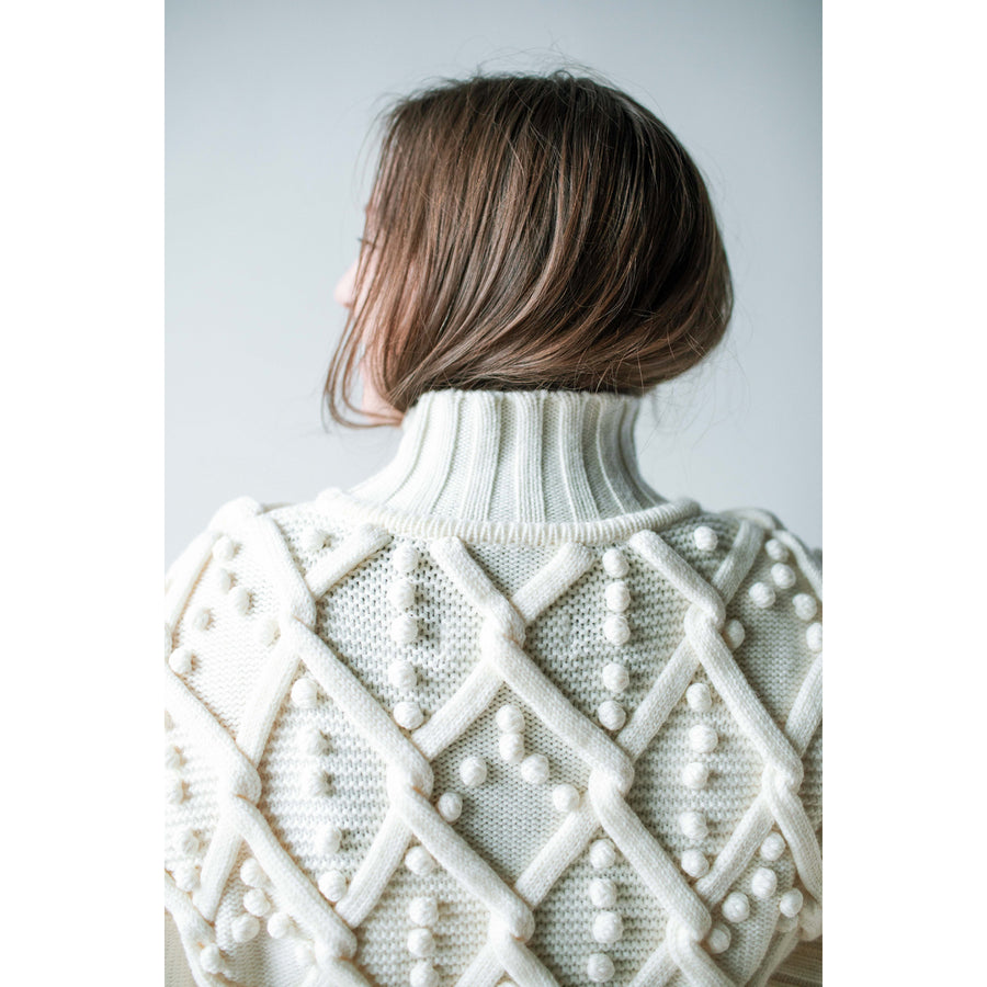 Sayaka Davis Pom-Pom Cable Sweater in Ivory