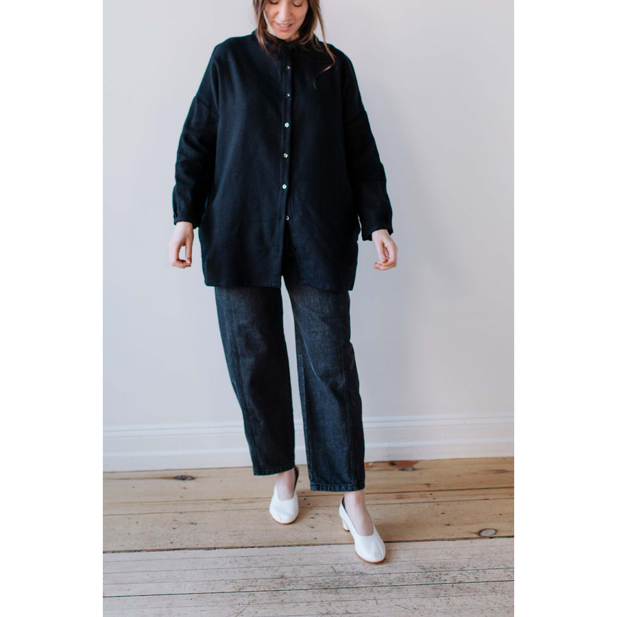 ICHI Long Pullover Blouse in Black