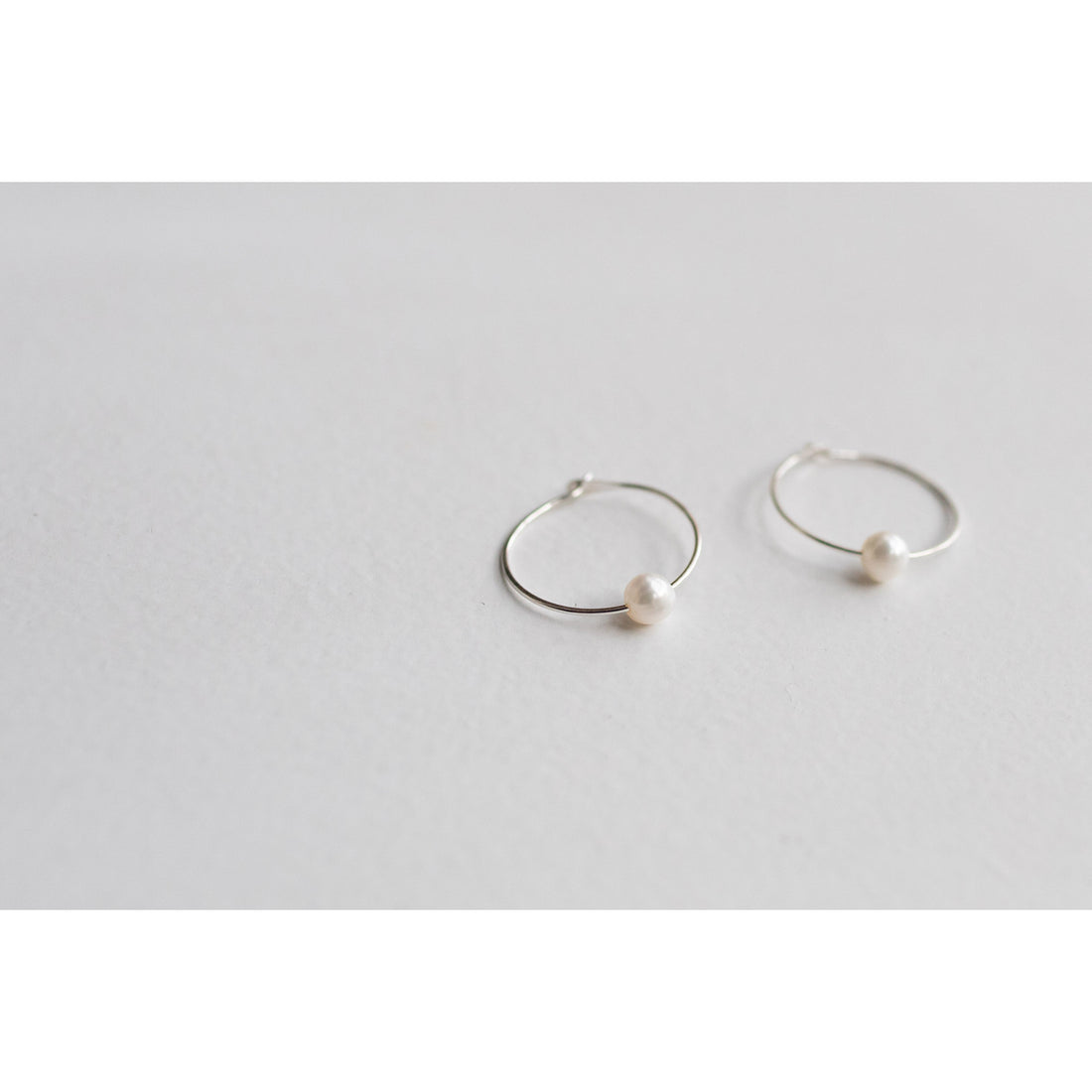 Melissa Joy Manning Large Silver Hoops With Floating Single Pearl