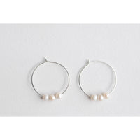 Melissa Joy Manning XL Silver Hoops With 3 Floating Pearls