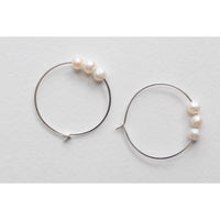 Melissa Joy Manning XL Silver Hoops With 3 Floating Pearls