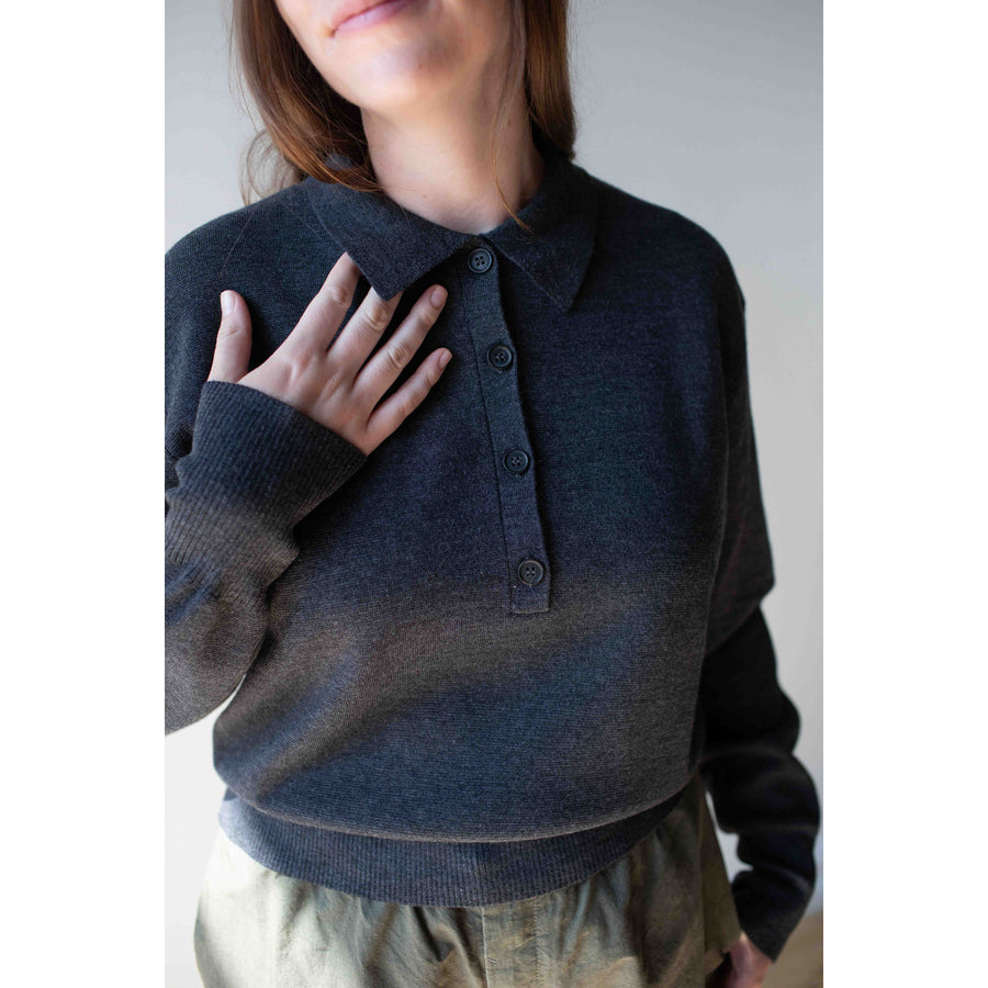 Apiece Apart Kari Polo Knit in Grey