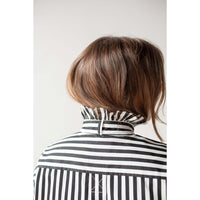 KasMaria Ruffle Neck Shirt in Black Stripe