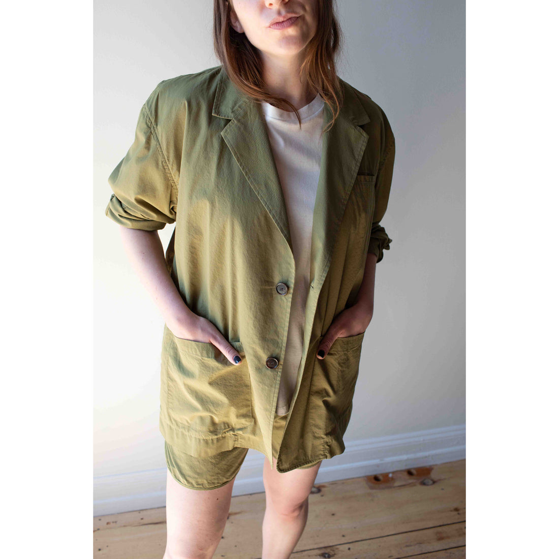 Grei Box Blazer in Army Green