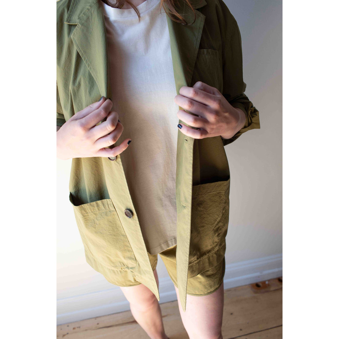Grei Box Blazer in Army Green