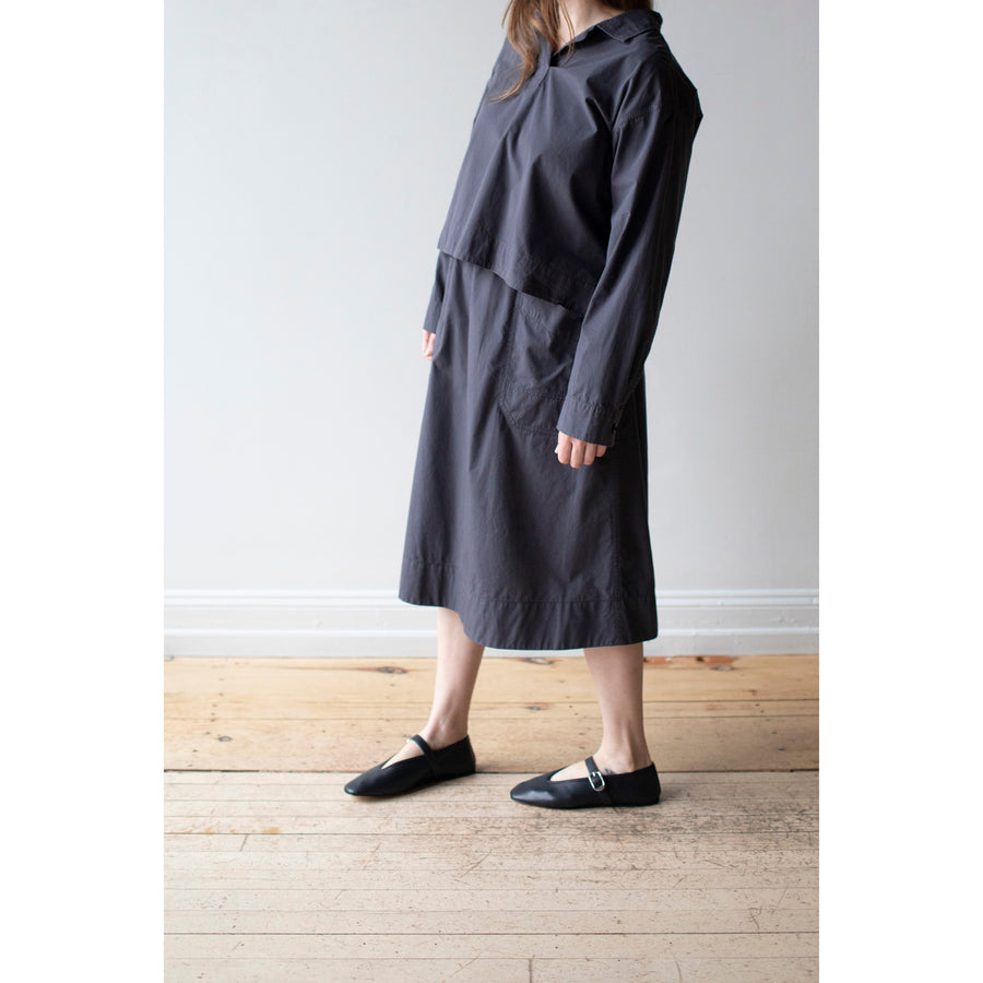 MHL. Patch Pocket Skirt in Slate Blue Washed Cotton Poplin